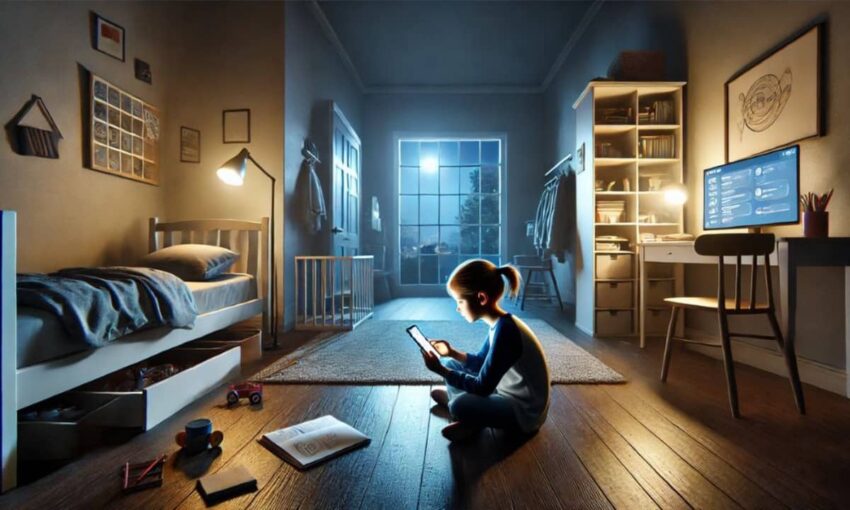 A teenager interacting with AI chatbots.