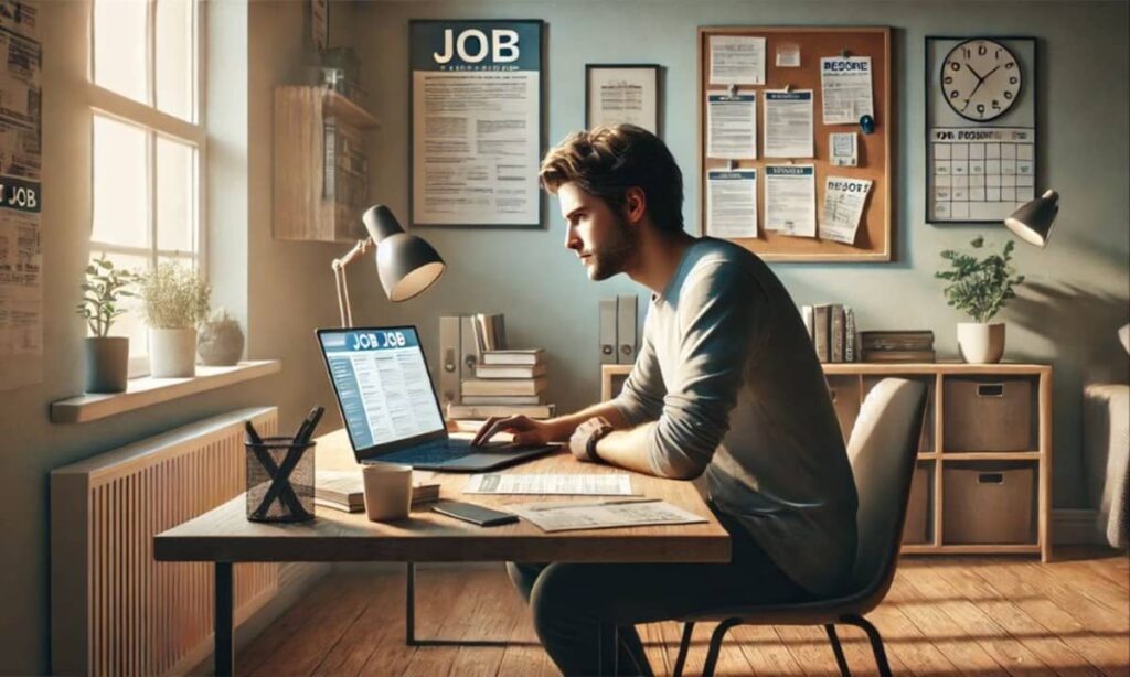 A young man searching for job in AI-dominated world.