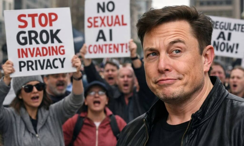 GrokAI faces criticism for breaching boundaries with sexual content.