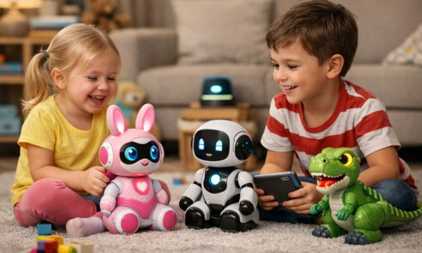 Kids playing with AI-powered toys.