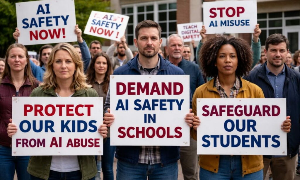 Parents rally for ai safety in schools.