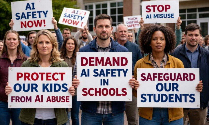 Parents rally for ai safety in schools.