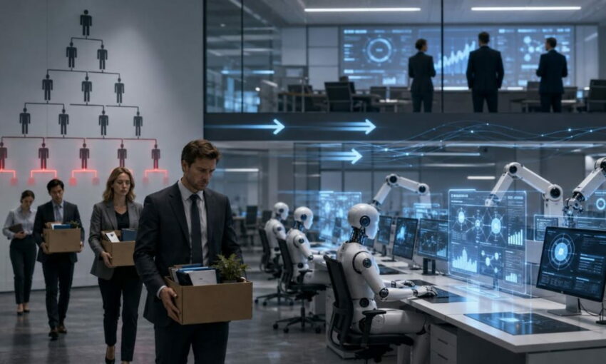 AI puts middle managers at risk as companies cut jobs.