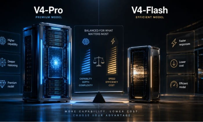 A conceptual comparison of DeepSeek’s V4-Pro and V4-Flash.